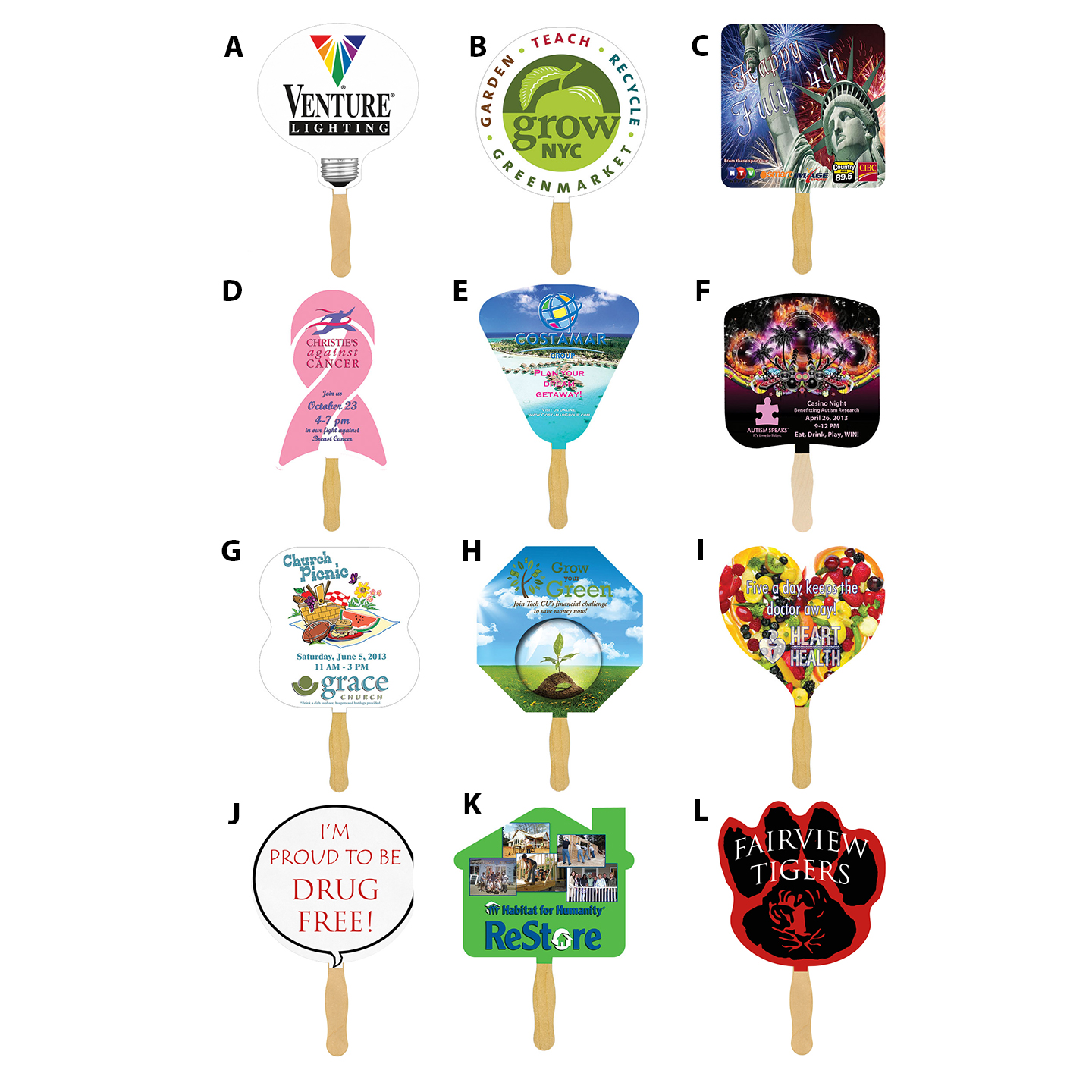 Promotional One Sided 4CP Hand Fans