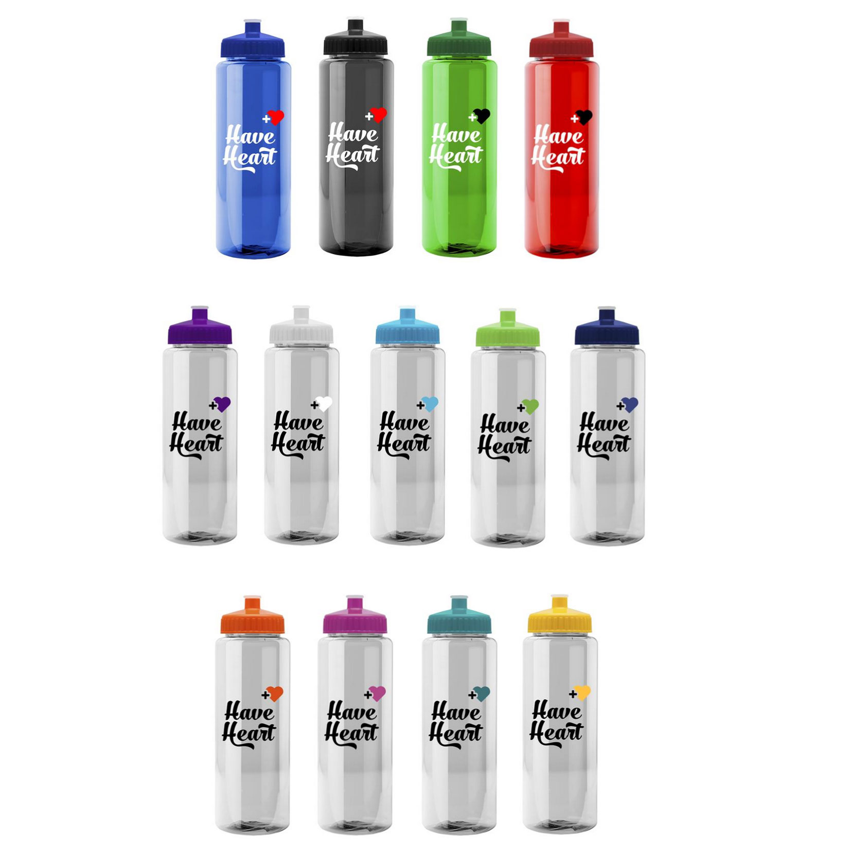Custom Printed 32 oz. Transparent Push Pull Cap Water Bottle