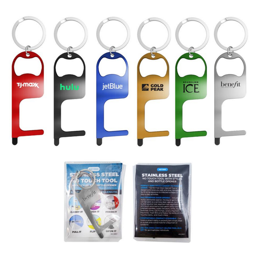 Logo Stainless Steel Germ Key Stylus Bottle Opener