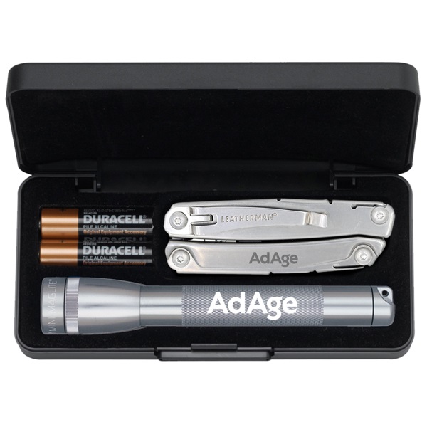 Mini MagLite and Leatherman Revwith Logo
