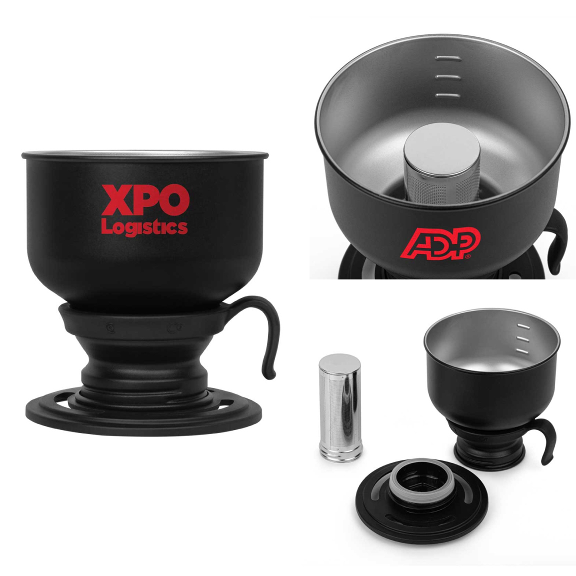 View of Stainless Steel Pour Over Drip Coffee Makerwith Imprint