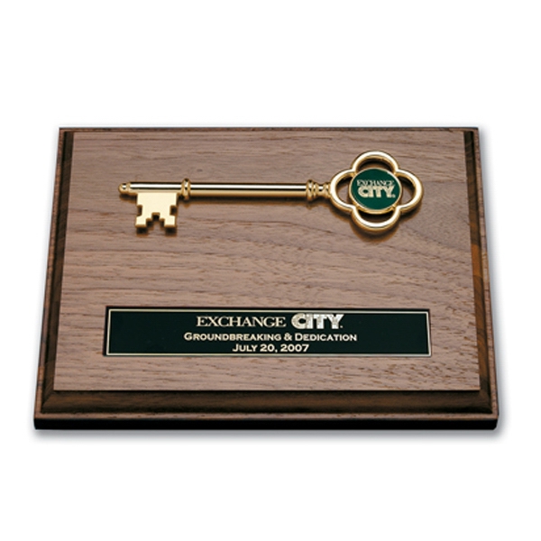 Custom Printed Wood Plaque W/ Golden Key