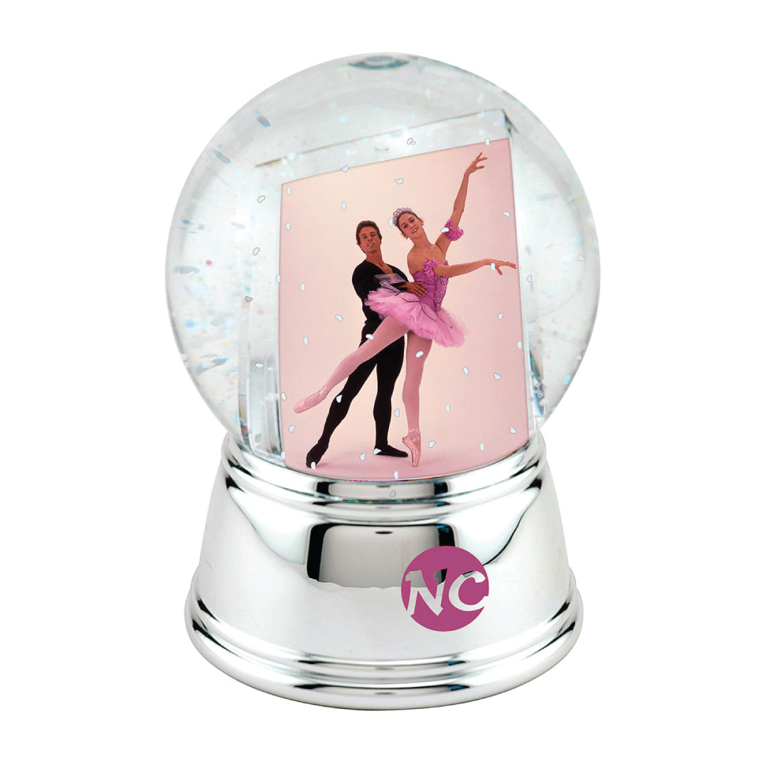 Promotional Silver Base Snow Globe Photo Frame 2 x 2.875