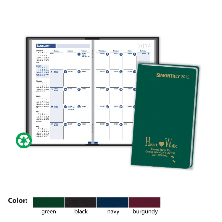 Ready Reference Monthly Planner in Vinyl Jacketwith Logo | Identity Links